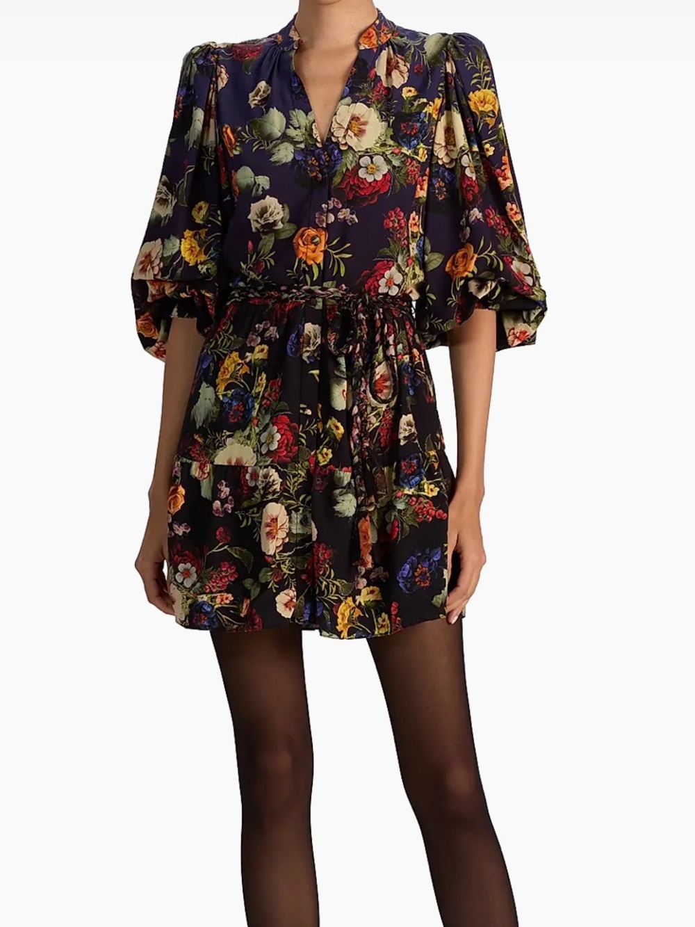 ALICE + OLIVIA Antonette Floral Balloon-Sleeve Minidress size 10 NWT - Picture 2 of 9